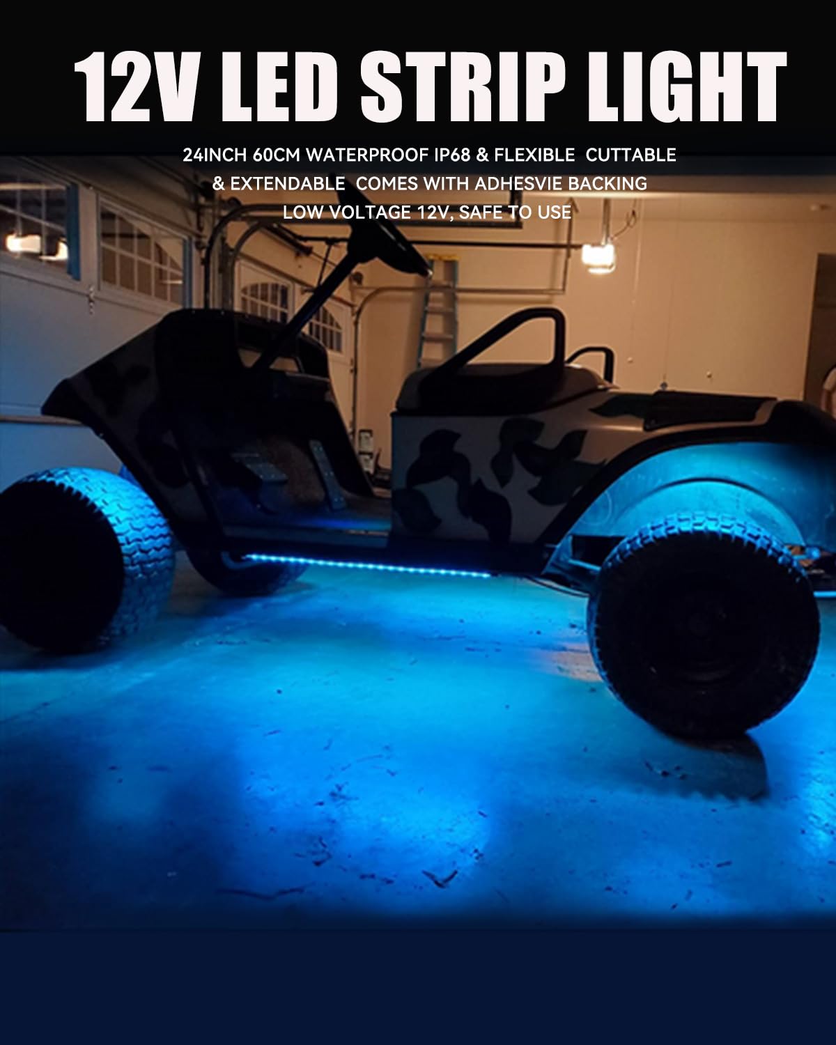 Motorbike Underglow 12V Led Strip Lights Neon Interior Car Lights Connectable Red Led Light Strips 12V for Cars Interior Lights Boat Marine Trucks 4Pack(60cm/24" Red)