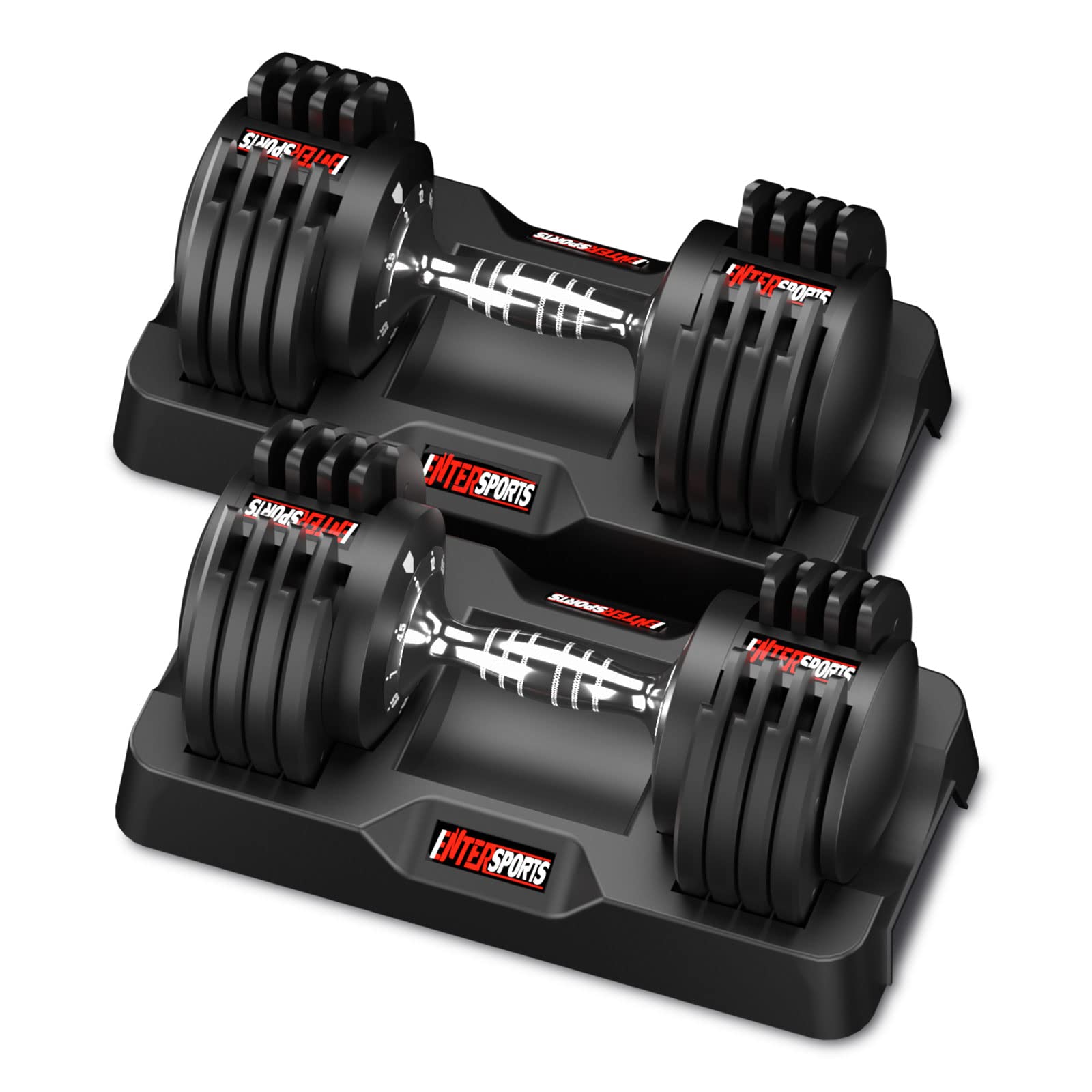 EnterSports 12kg/18KG/27KG Adjustable Dumbbells,Dumbbell Set for Saving Place, Dumbbell Weights with Non-Slip Handle, Home Gym Strength Training Equipment for Full Bodybuilding