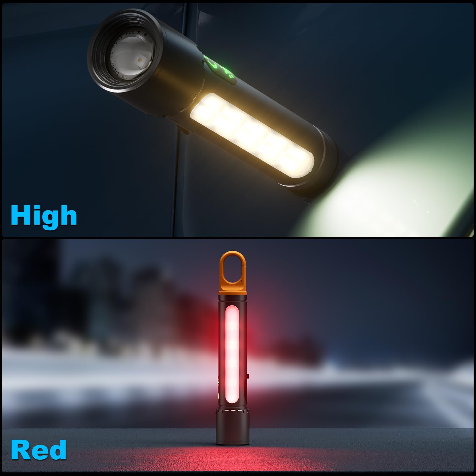 ET Rechargeable LED Torch Super Bright 1000000LM, Magnetic Lightweight Waterproof Flashlight with 9 Modes&COB Side Light(Red Light), Zoomable &Tail Hook for Camping, Hiking, Emergency, Dog Walking