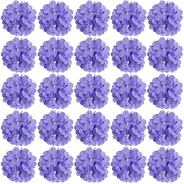 FagusHome 30 Pcs Silk Hydrangea Heads Artificial Flowers Heads and Stems Fake Hydrangea Flowers for Home Wedding Decor (Light Purple)
