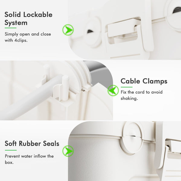 RESTMO Extra Large Waterproof Electrical Box, IP54 Weatherproof Outdoor Outlet Cover, Protect Outlet, Plug, Timer, Power Strip (Not Included), Holiday Light Decoration, 32 x 22 x 13 cm, Black