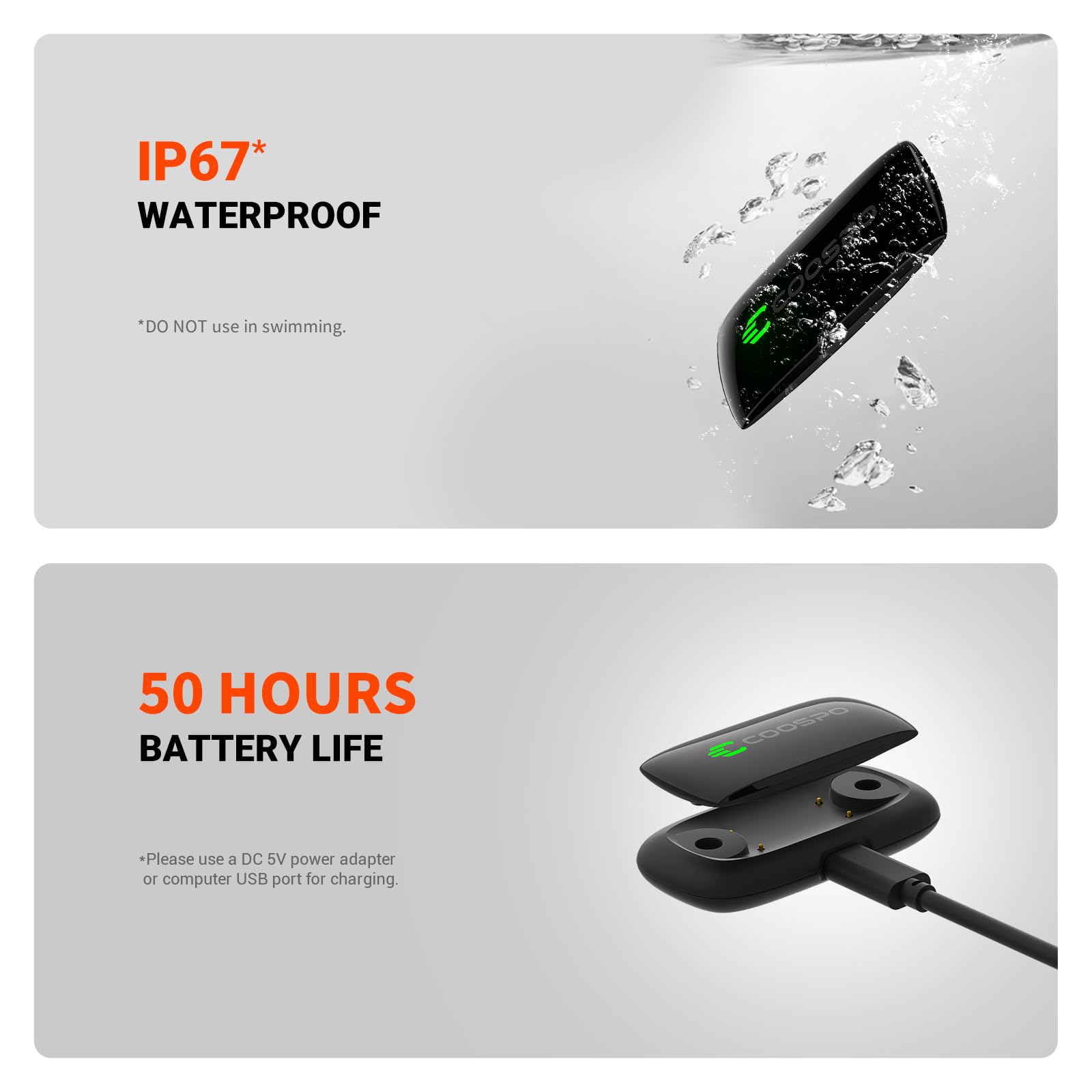 COOSPO H9Z Herat Rate Monitor Chest Strap,Bluetooth 5.0 ANT+ Heart Rate Monitor,Heart Rate Sensor with Rechargeable Battery,HRM Works with Strava/WahooFitness/Polar Beat Peloton/Zwift/DDP Yoga App