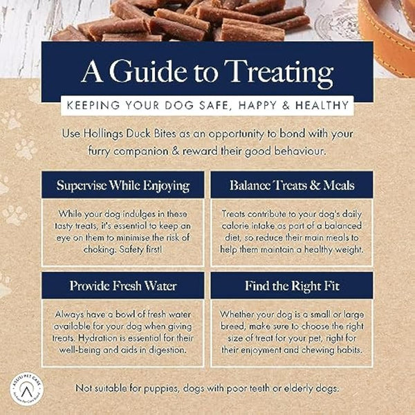 Hollings Duck Bites Dog Training Treats, Delicious Duck Treats for Adult Dogs, High in Protein & Made with 100% Natural Ingredients (75g)