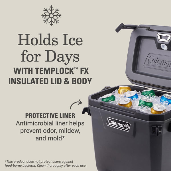 Coleman Convoy Heavy-Duty Insulated Hard Cooler with handles| large capacity| Keeps Ice for up to 5 Days| Full foam insulation| Large Durable Portable Cool Ice Box for Rugged Outdoor Use & Jobsites