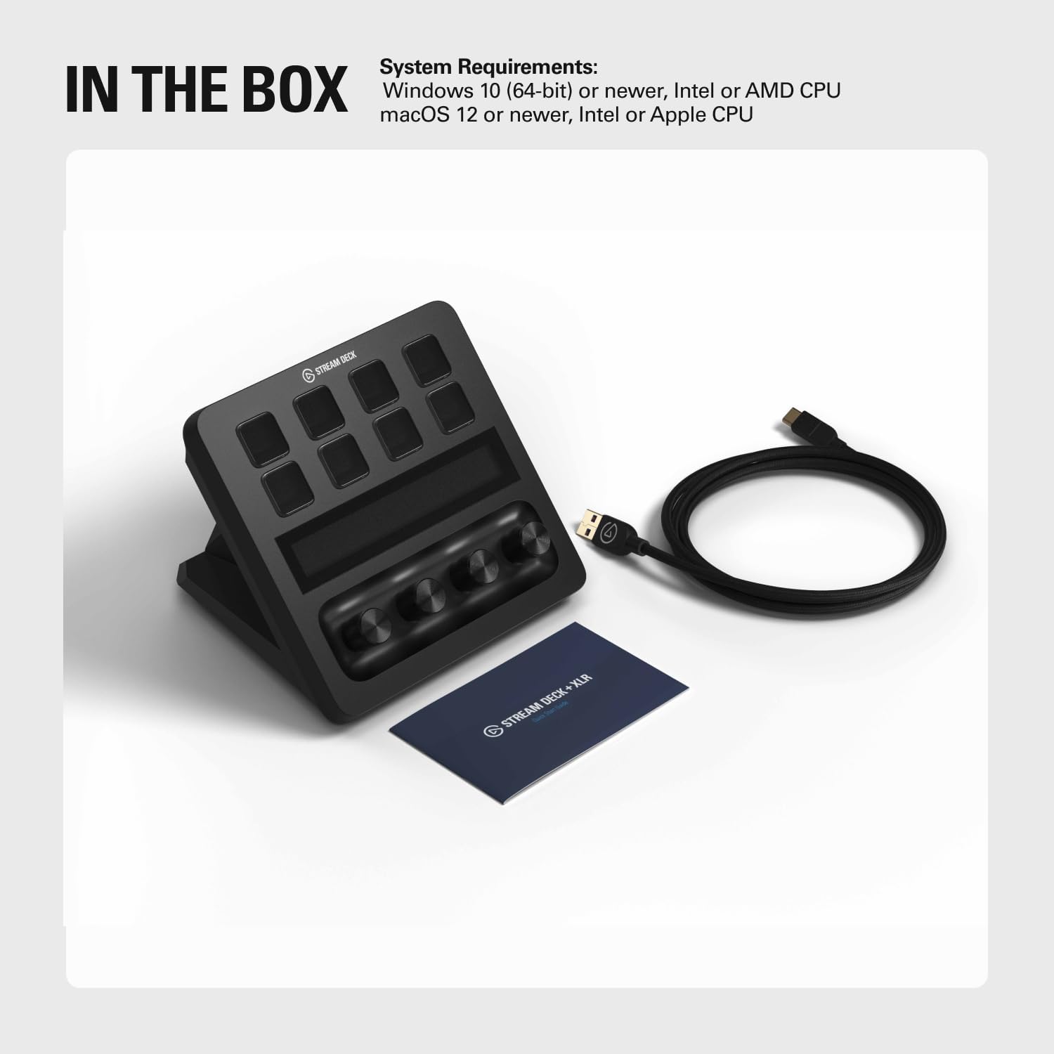 Elgato Stream Deck + XLR - Audio Mixer & Controller, Rear XLR-to-USB Mic Interface, Compatible with any XLR Mic for Podcasting, Streaming, Content Creators, dials and LCD keys, PC/Mac