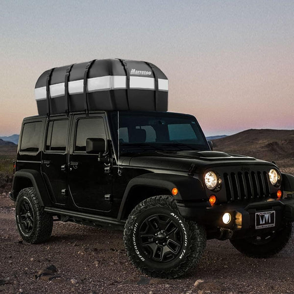 Marretoo Car Roof Bag, 21 Cubic Feet Large Roofing Cargo Carrier Bags Waterproof Soft Rooftop Luggage Storage Box for Any Cars with Roof Rack/Rails/Bars, includes Anti-Slip Mat