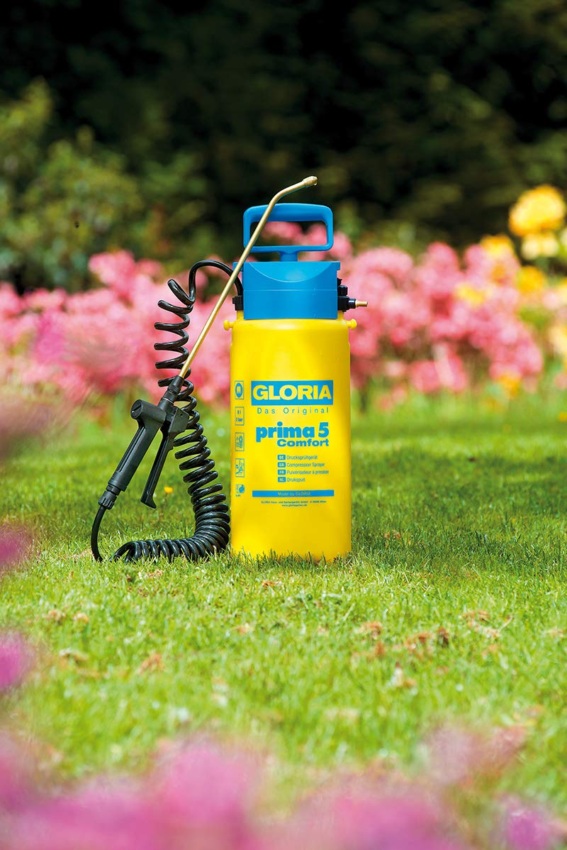 GLORIA Prima 5 Comfort Pressure Sprayer | Garden Sprayer | 5 Litre Filling Capacity | Comfortable Equipment | 2.5 m Spiral Hose | Compressor