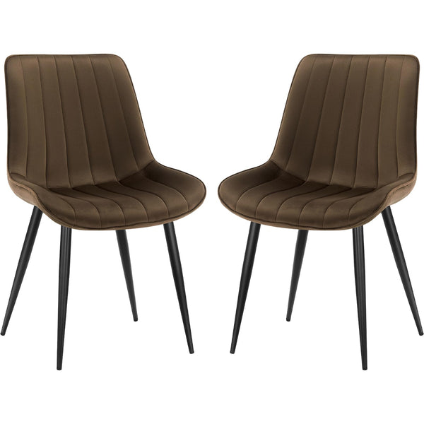 LONGTOO Set of 6 Dining Chairs with Velvet Upholstered Seat & Backrest,Stable Metal Legs,Modern Stripe Design,Champagne