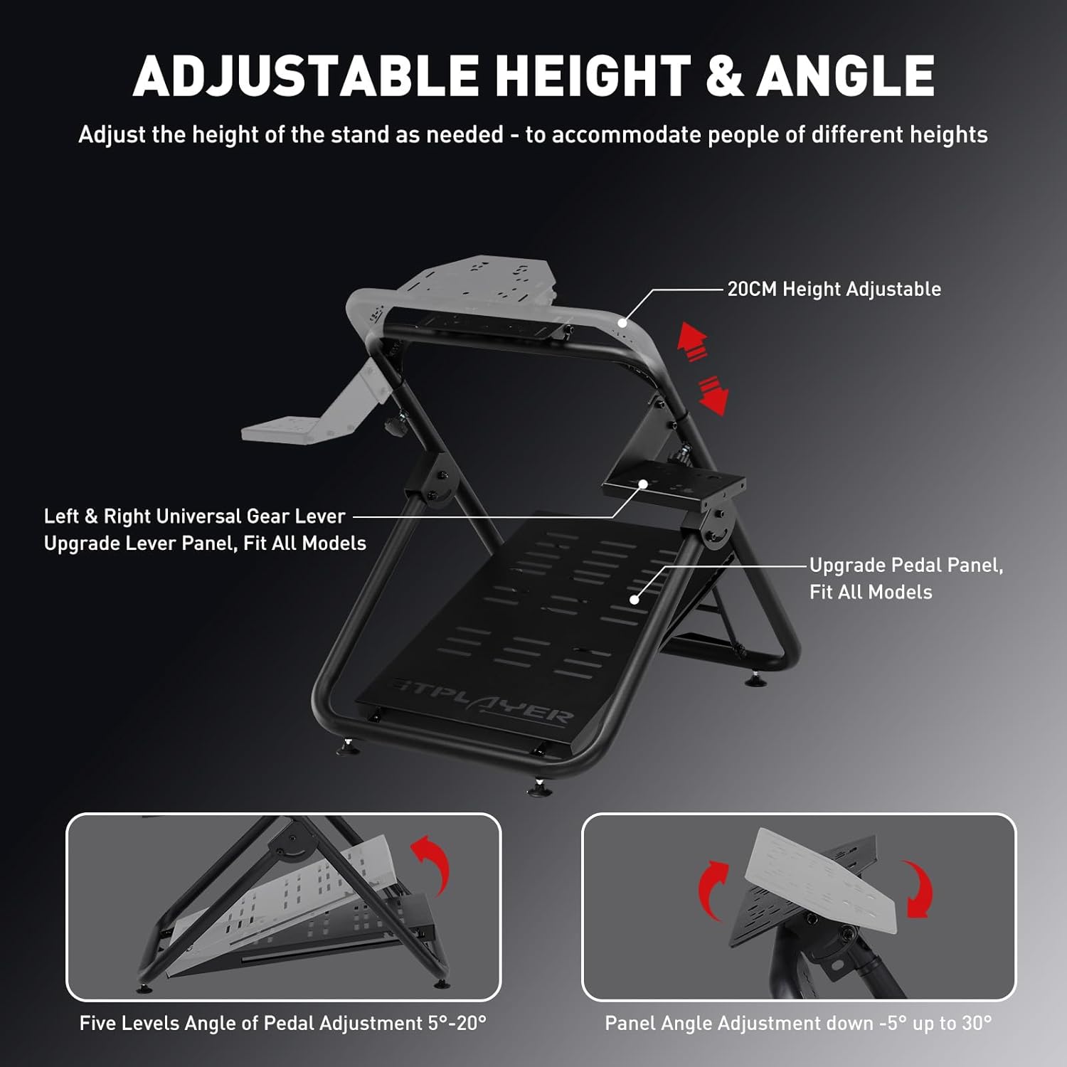 GTPLAYER Steering Wheel Stand, Height Adjustable Racing Wheel Stand Fit for for G25 G27 G29 G920, Foldable Driving Simulator