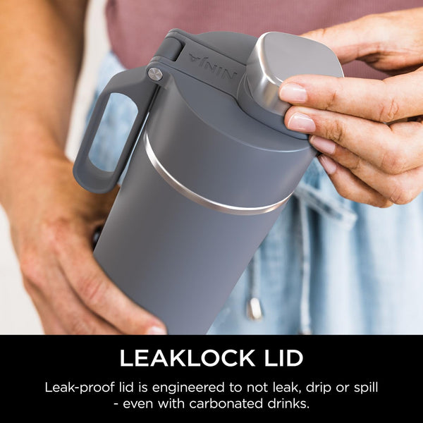 Ninja Thirsti Water Bottle and Flask 709 ML With Leak-Proof Lid, Designed For Carbonated, Hot & Cold Drinks, Ideal For Travel & Sports, Triple Insulated, Stainless Steel Bottle, Black, DW2401EUUKBK