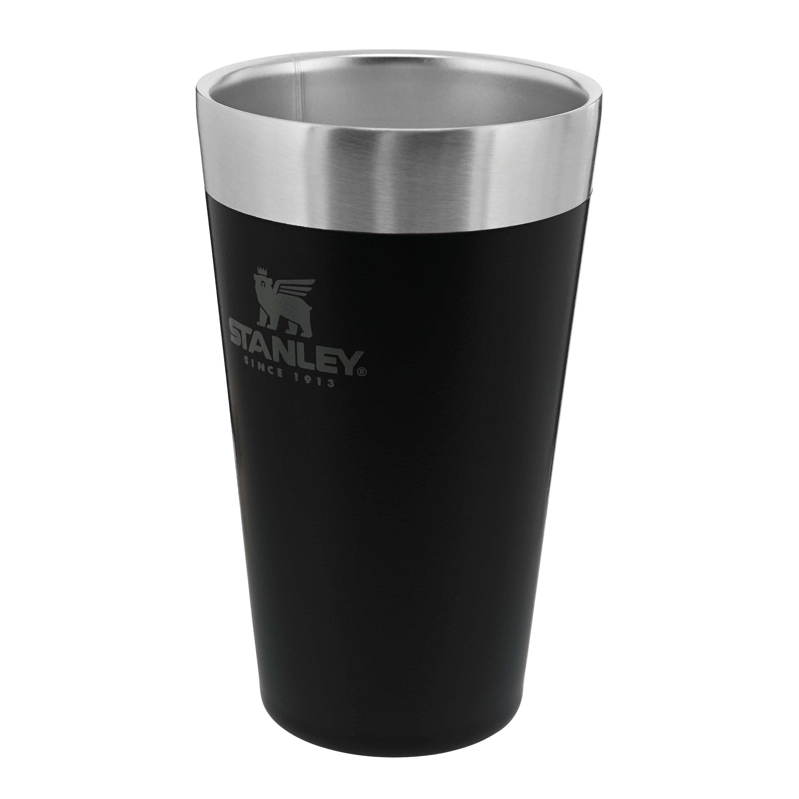 Stanley Adventure Stacking Beer Pint 0.47L - Travel Mug Keeps Drinks Cold For 4 Hours - Stainless Steel Thermal Cup - Stacks Infinitely - Double Wall Vacuum Insulation - Dishwasher Safe - Matte Black