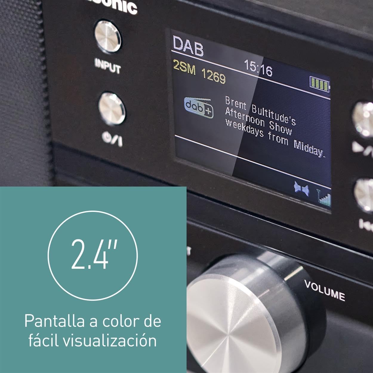 Panasonic SC-DM202EG-K Micro HiFi Compact Stereo System with FM / DAB+ Radio, 24W Output Power, CD/MP3 Player, USB, Bluetooth, Large 2.4" Display, Black