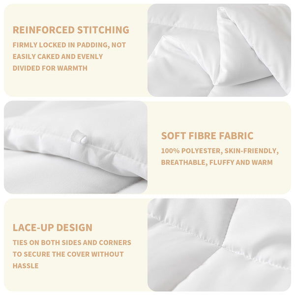 Good Nite King Size Duvet 15 Tog Duvet for Spring Autumn Winter Quilt Polyester Hollowfibre with Corner Ties (King 230220cm)