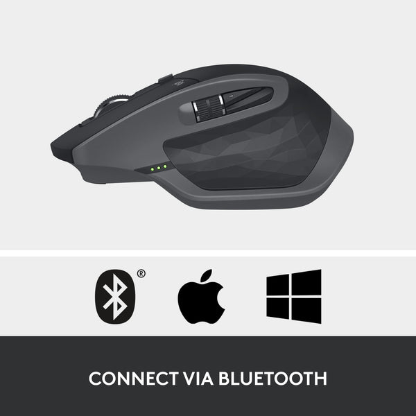 Logitech MX Master 2S Bluetooth Edition Wireless Mouse, Multi-Surface, Hyper-Fast Scrolling, Ergonomic, Rechargeable, Connects Up to 3 Mac/PC Computers - Graphite