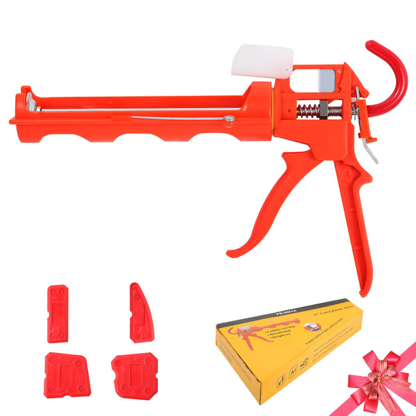 iLitLuk Drip-Free Caulking Gun Ratchet Rod Caulk Gun Applicator 15:1 Thrust Ratio Labor-Saving Lightweight Nylon Frame Cartridge Gun for 10oz/300ml Standard Caulk Tubes with Silicone Finishing Tools