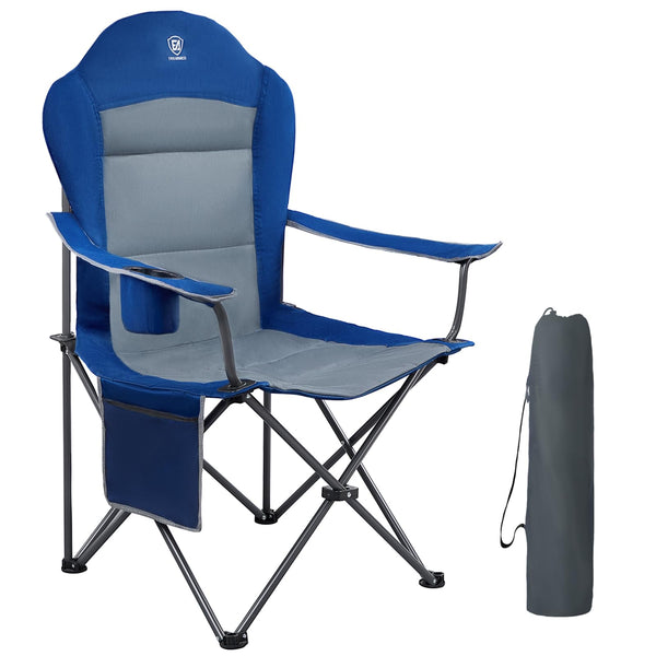 EVER ADVANCED Camping Chairs for Adults Heavy Duty Folding Chair Up to 160kg Oversized with High Back & Cup Holder & Side Pocket Comfy Camp Fold Up Chair