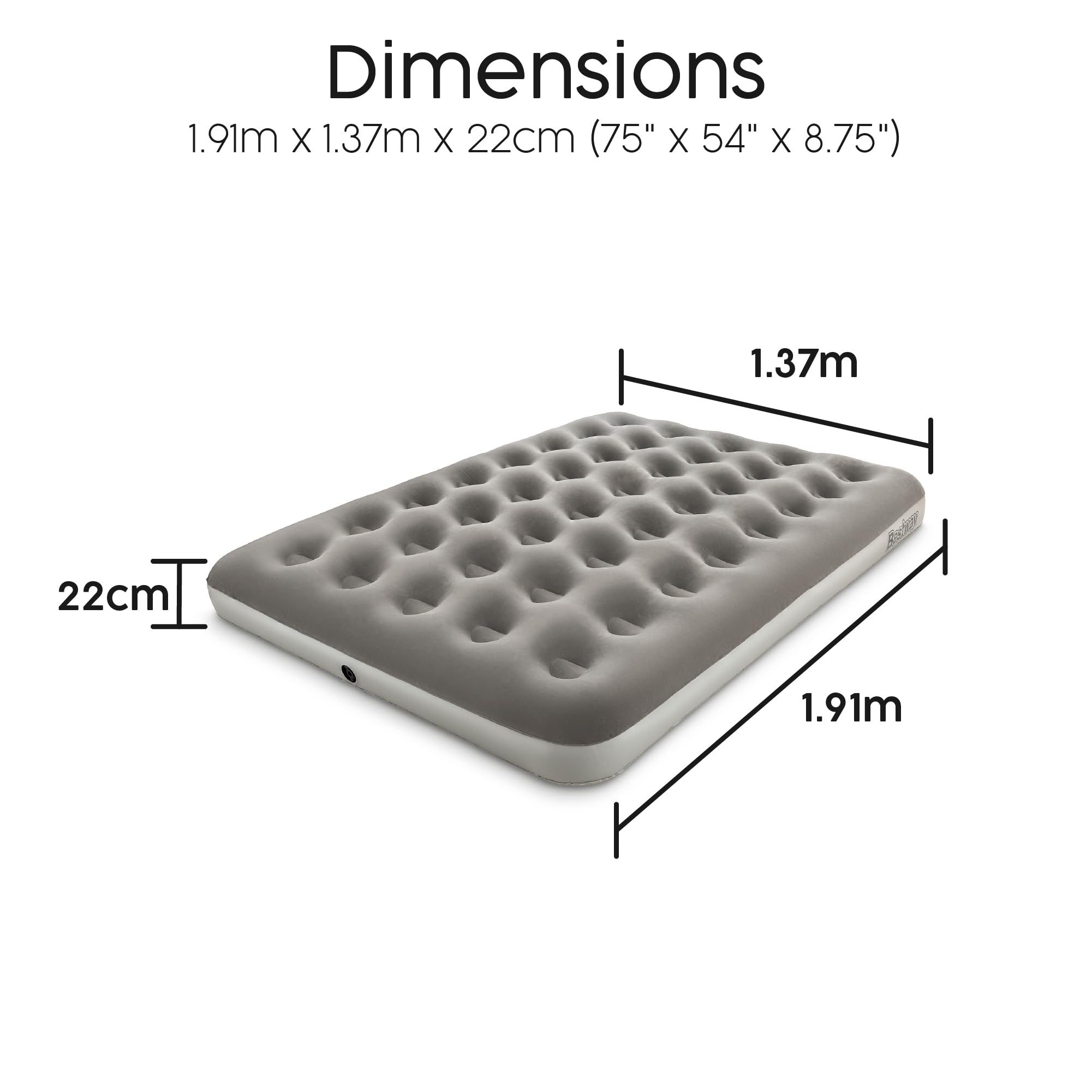 Bestway Premium Camping Double Airbed with Handheld Electric Pump, Double Flocked Inflatable Bed Portable, Air Mattress, Outdoor Camping Bed