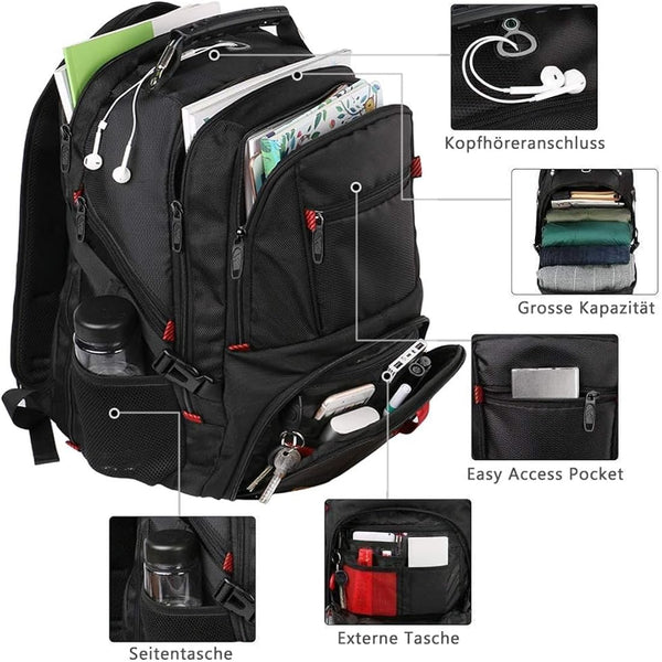 MATEIN Extra Large Backpack 55L, 18.4 Inch Travel Laptop Backpack for Men Water Resistant Work Bag with USB Charging Port, Heavy Duty Big Business Computer,College School Rucksack, Black