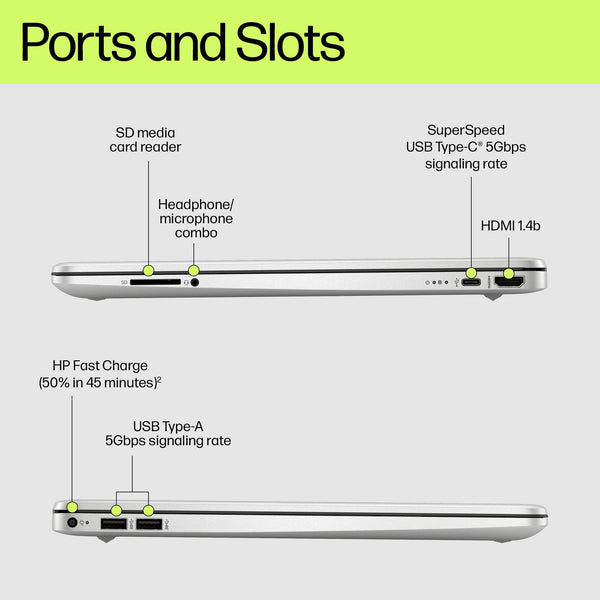 HP 15.6" Laptop | AMD Ryzen 3 7320U Processor | 8 GB RAM | 256 GB SSD | AMD Radeon Graphics | FHD Display | Up to 11hrs 15 mins battery | Win 11 | Dual Speakers | Jet Black | 15-fc0038sa