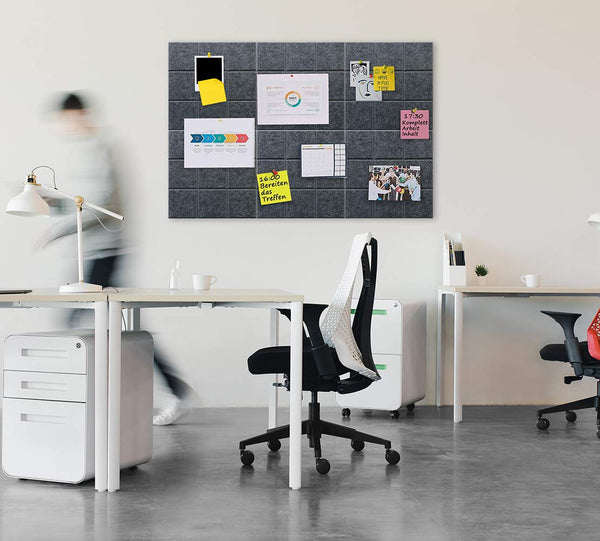 Uoisaiko Large 30x30cm Felt Board Tiles with 30 Pins, Pack of 6 Bulletin Board Notice Boards for Home Office Kitchen, Self Adhesive Pin Board Wall Tiles for Photos Memos