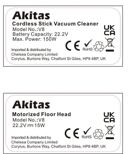 Akitas Cordless Vacuum Cleaner Upright Handheld Stick Lightweight Rechargeable Lithium Battery Good For Carpet, Pet Hair (AKV8)