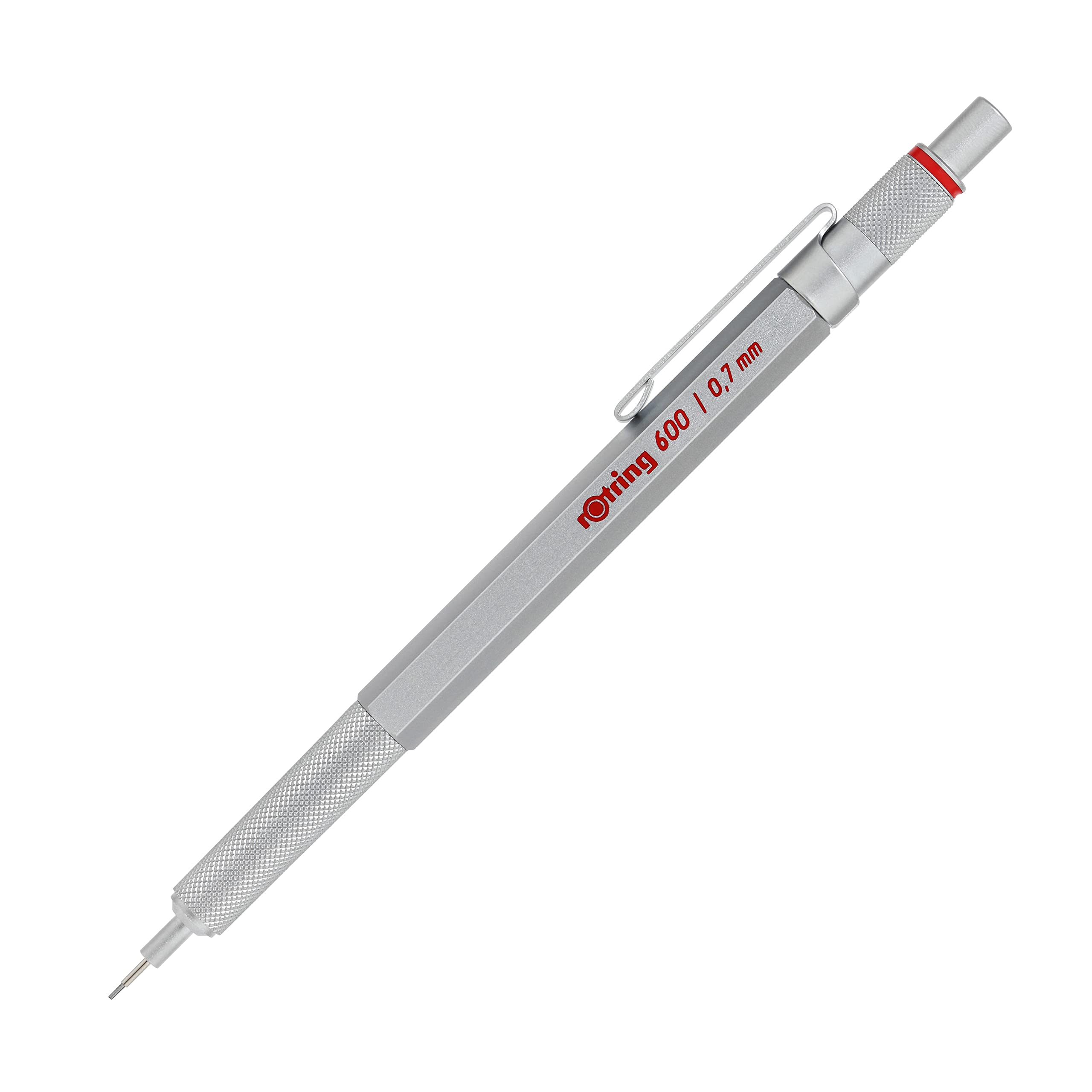 rOtring 600 3-in-1 Multicolour Pen and Mechanical Pencil | Black & Red Ballpoint Pen Tips | 1 Mechanical Pencil Tip (0.5mm) | Silver Barrel