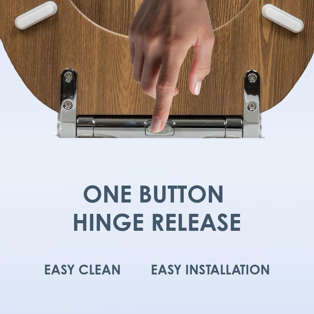 AQUALONA® Luxury Soft Close Toilet Seat - Moulded Wood - Stainless Steel Slow Close Hinges - Click, Lift & Clean Technology (Bamboo Toilet Seat)