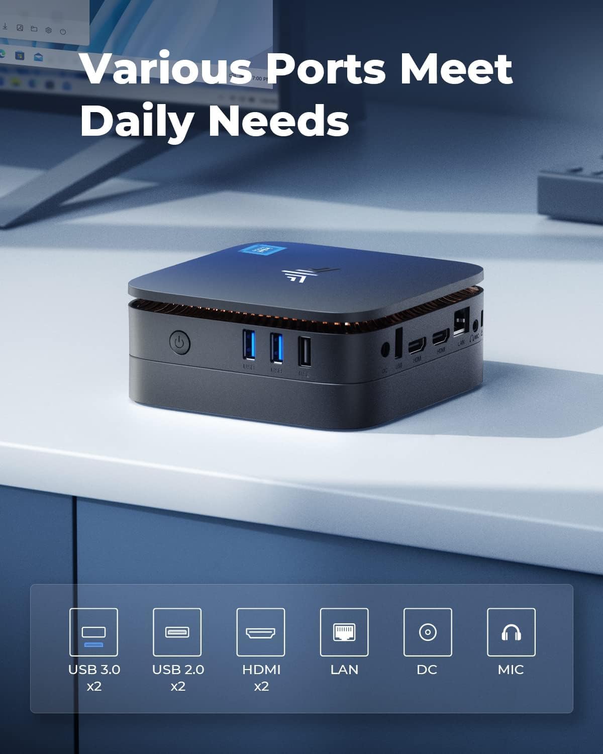 NiPoGi Mini PC Windows 11 Pro, Ιntel Alder Lake Ν95 (Βeats N5095/N5105, Up to 3.4GHz), Mini Computer 8GB RAM 256GB M.2 SSD, Mini Desktop Pc support 2.5" SSD, Dual WiFi/BT, 4K Double Display