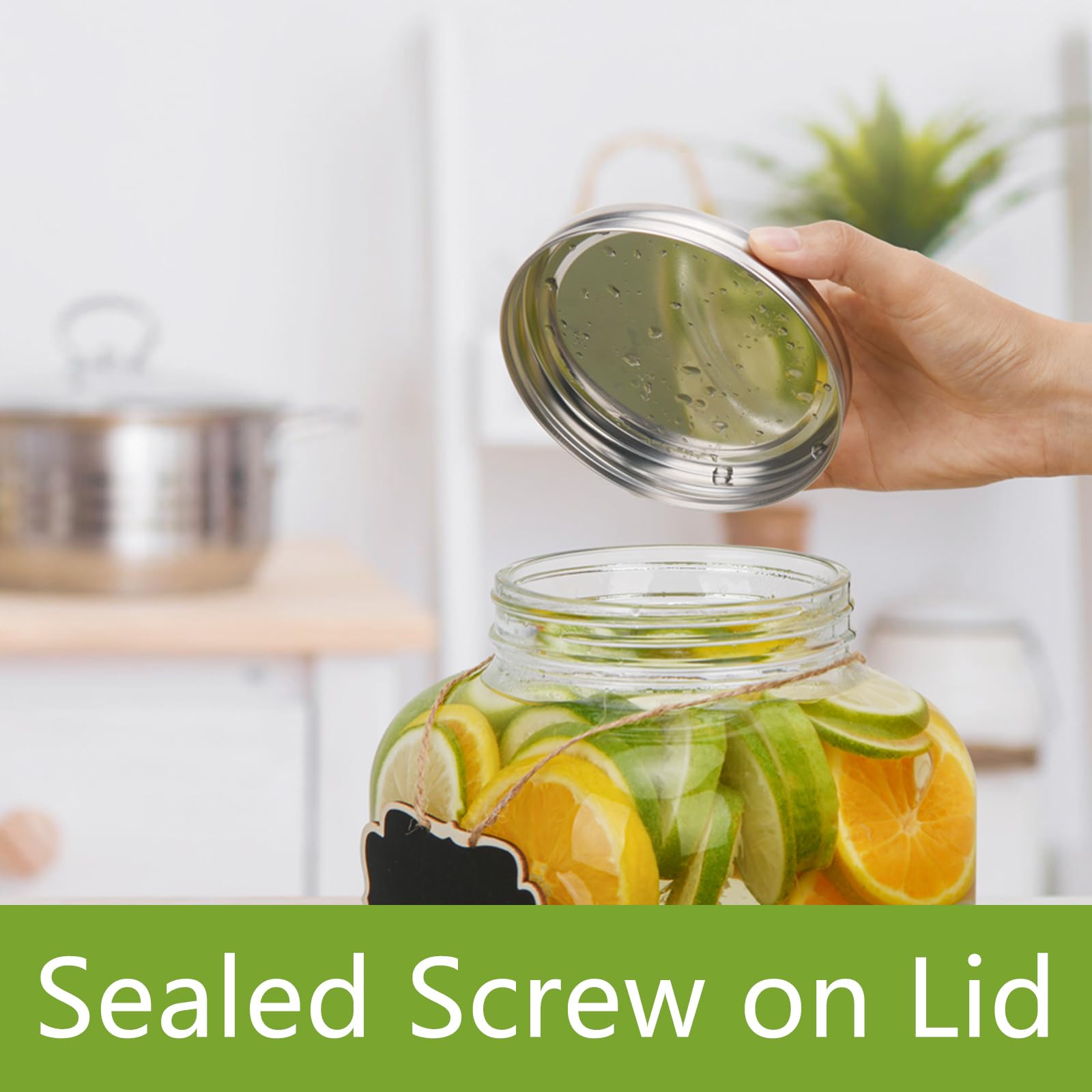 8L Glass Drink Dispenser with Stainless Tap, Glass Beverage Dispenser for Parties, Beverage Dispenser with Faucet and Bamboo Stand, Water Jug with Tap