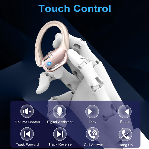 Wireless Earbuds, Bluetooth 5.4 Headphones with ENC Mic, 75H Stereo Noise Cancelling Ear Buds, Wireless Headphones with Sports Earhooks, LED Display, IP7 Waterproof Bluetooth Earphones for Running Gym