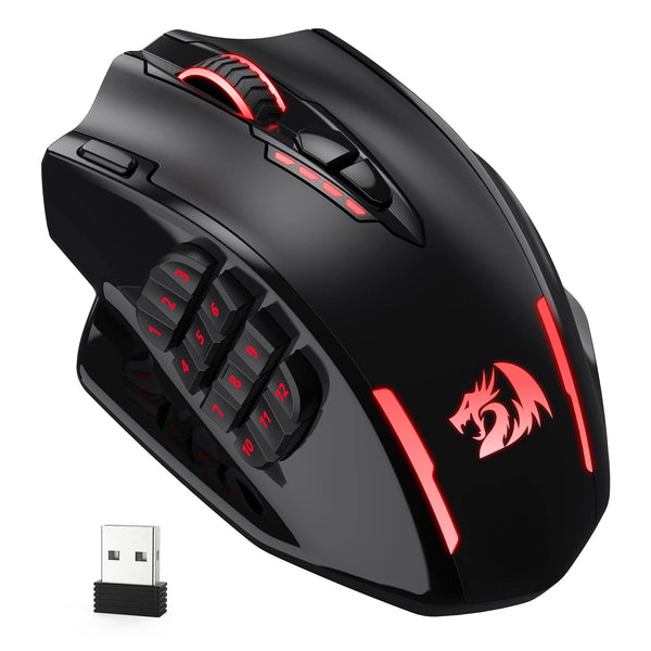 Redragon M908 Impact RGB LED MMO Mouse with Side Buttons Optical Wired Gaming Mouse with 12,400DPI, High Precision, 20 Programmable Mouse Buttons