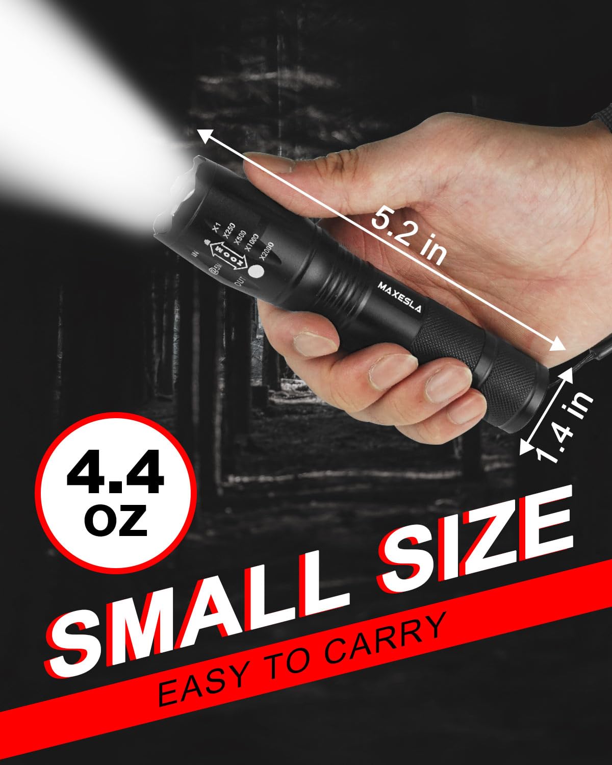 Maxesla LED Torch Battery Powered,Zoomable Torches Led Super Bright,Gifts for Men Dad Kids,Powerful Torches Water,Resistant 5 Modes Small Tactical Torch for Camping Xmas