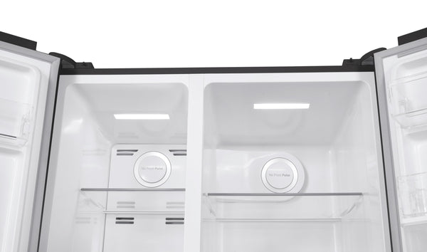 Hoover H-FRIDGE 500 MAXI Freestanding American Fridge Freezer with Water Dispenser, Side by Side, Total No Frost Technology, E Class, 532L Total Capacity, Inox, 91x67x177 cm - HHSBSO6174XWDK-1