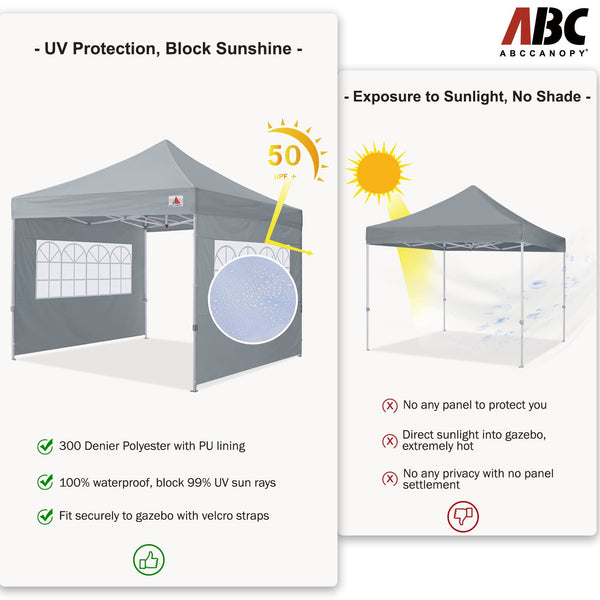 ABCCANOPY 2 Pack of 3M Gazebo Marquee Replacement Exchangeable Side Panel Wall Panels Walls,Grey