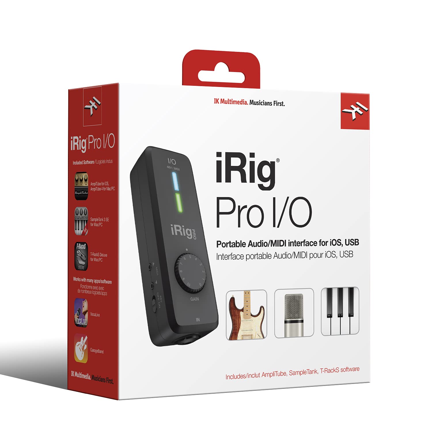 IK Multimedia iRig Pro I/O - Fully Equipped Pocket Audio, MIDI Interface, Recording Studio Quality Sound, 24 bits/96 kHz, Additional Essential Functions for Mobile Recording(Black)