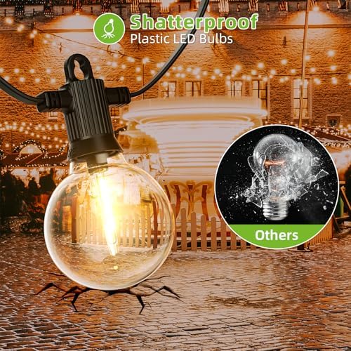Kawaya Garden Lights Mains Powered 20M Outdoor Festoon Light with 30+2 LED Globe Bulbs Shatterproof Waterproof IP65 String Lights for Gazebo Patio Festival Party Balcony Wedding
