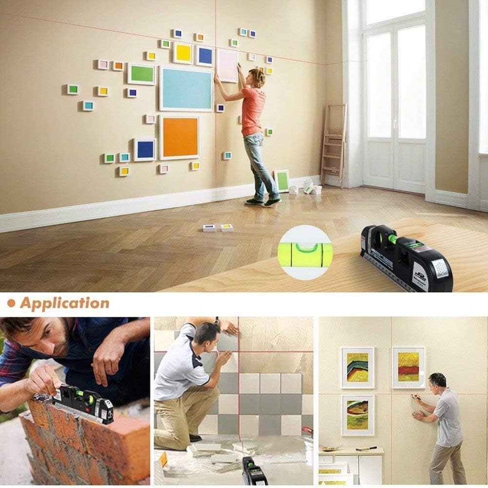 Spirit Level, Multipurpose Laser Measure Tool, Spirit Level Standard Metric Ruler Laser Measuring Tape 8ft/2.5M (1 Pack)