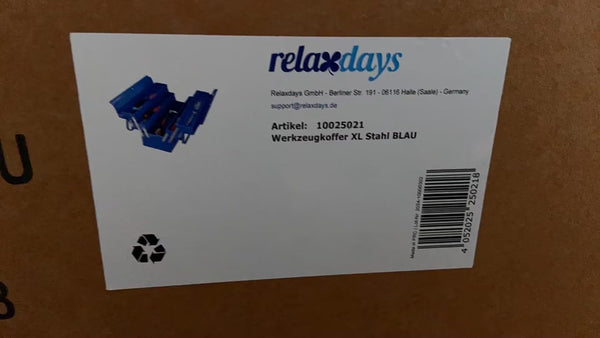 Relaxdays Empty Tool Box, 5 Compartments, With Handle, Metal, Lockable, Toolbox, HWD 21 x 53 x 20 cm, Blue