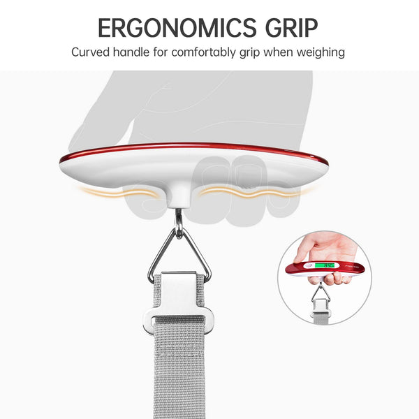 FREETOO Luggage Scale Portable Digital Weight Scale for Travel Suitcase Weigher with Tare Function 110 Lb/ 50Kg Capacity Red