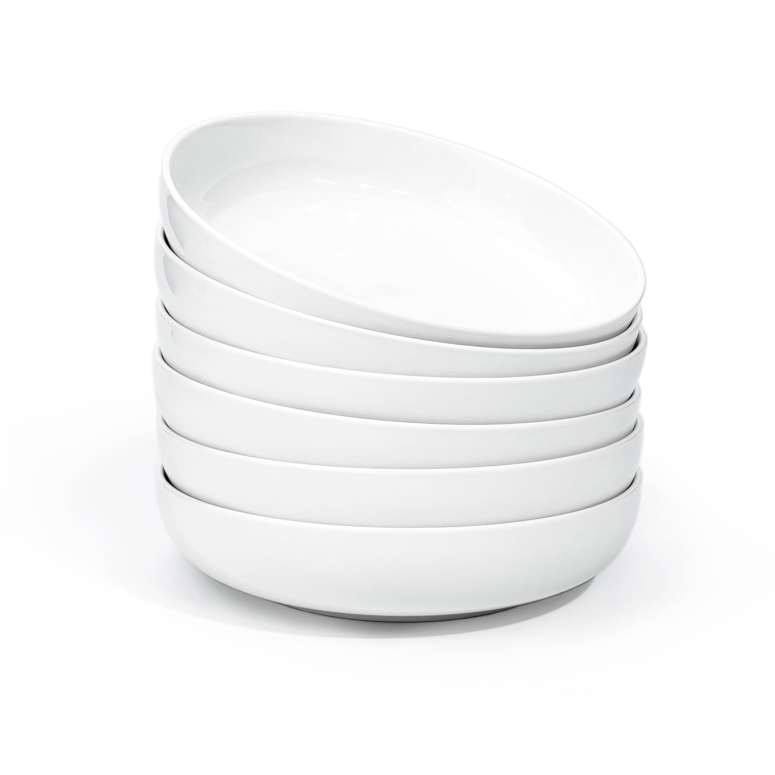 Jassceram 8.5 Inch Pasta Bowls Set of 6, 36 Oz Porcelain Salad Serving Bowls, Large Wide Pasta Plates for Kitchen, Round Dinnerware Dishes -