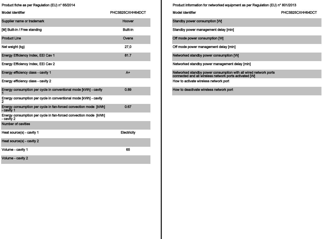 H-Oven 300 Hoover PHC3B25CXHH64DCT Oven