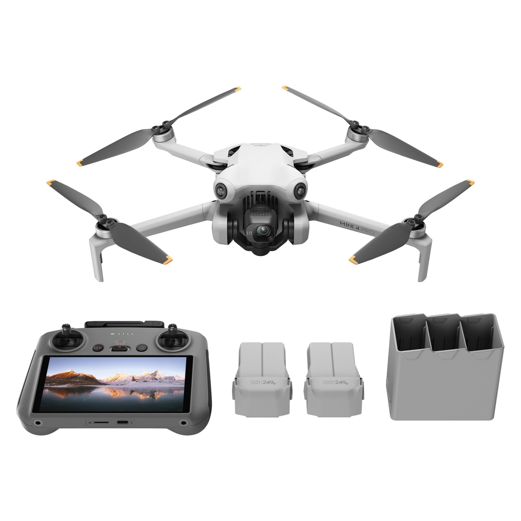 DJI Mini 4 Pro (DJI RC 2), Folding Mini-Drone with 4K HDR Video Camera for Adults, Under 0.549 lbs/249 g, 34 Mins Flight Time, 20 km Max Video Transmission Distance, Omnidirectional Vision Sensing