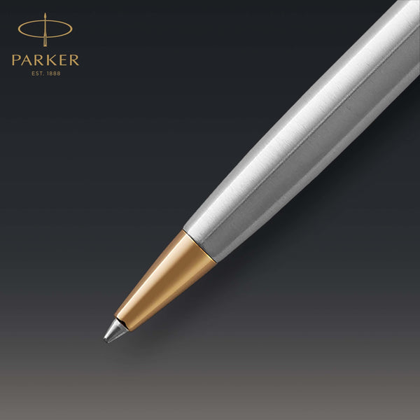 Parker Sonnet Ballpoint Pen | Stainless Steel with Gold Trim | Medium Point | Handwriting Pens & Stationery Supplies | Black Ink | Gift Box
