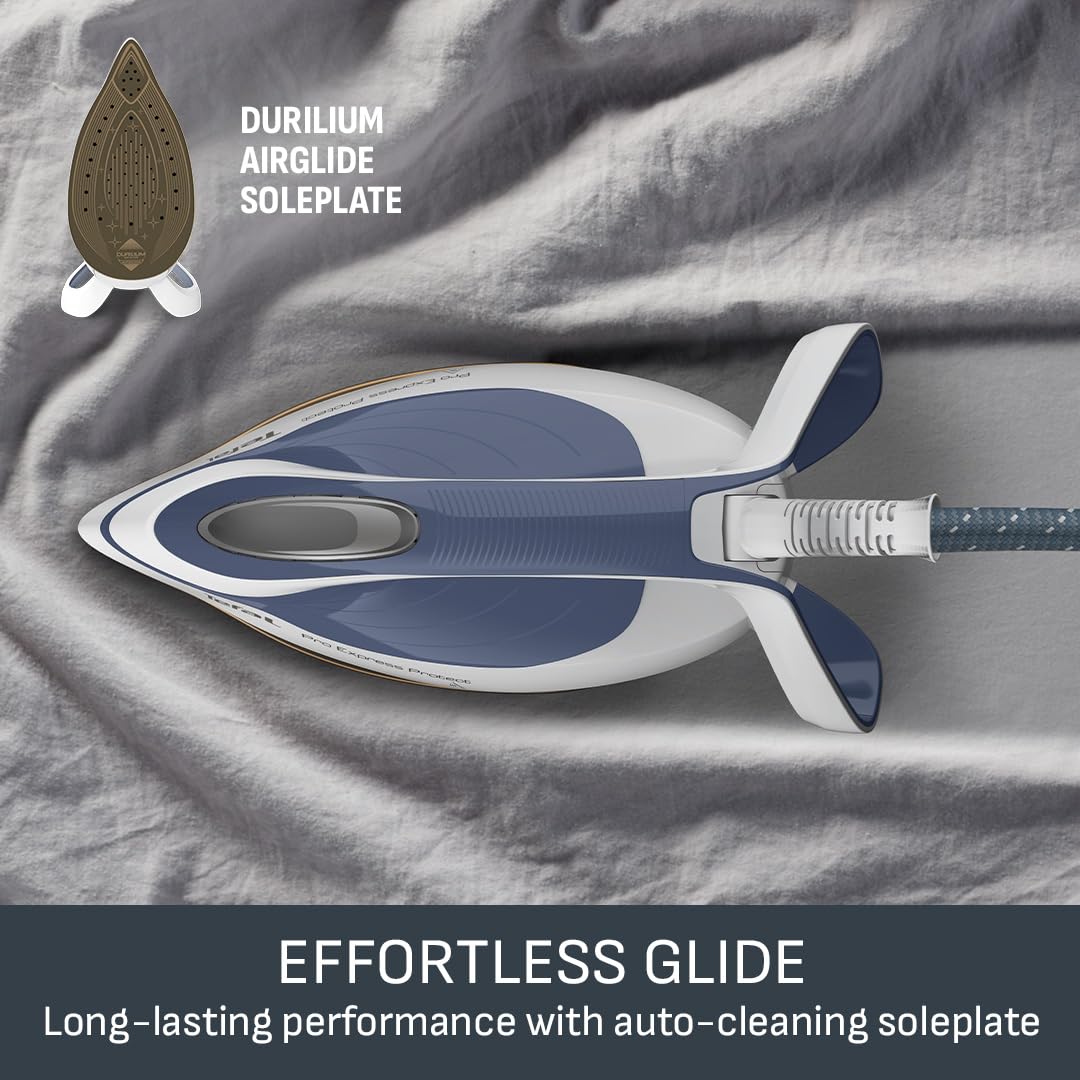 Tefal ProExpress Protect Steam Generator Iron, 7.5-Bar High Pressure, 560g/min Steam Boost, 135g/min Steam Output, No-Setting Technology, Anti-Drip Protection, 1.8 Litre, Blue & White,GV9224