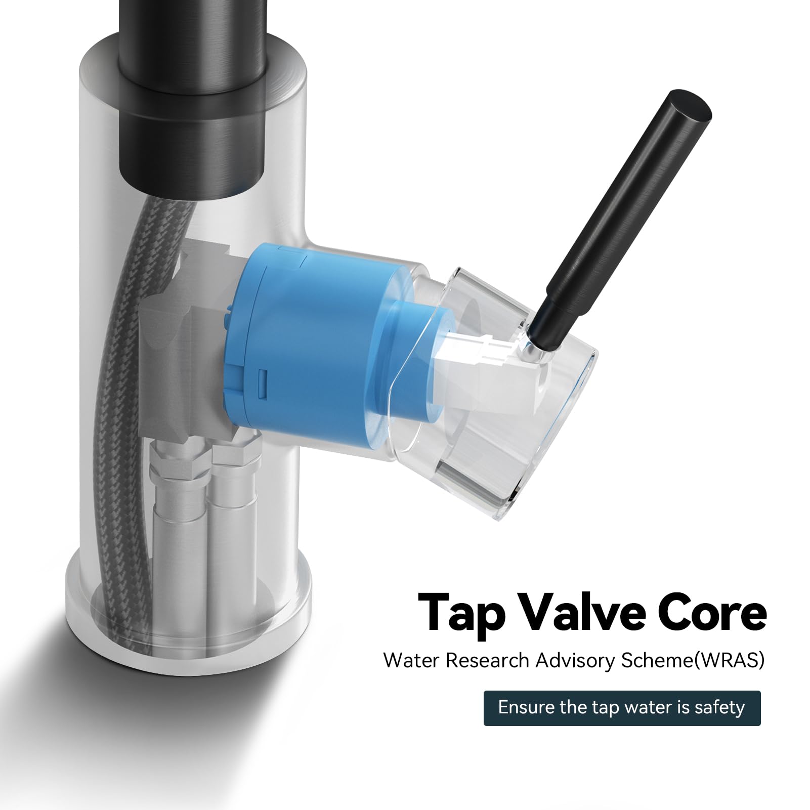 Warmiehomy 5 Modes Kitchen Taps Mixer with Pull Out Spray,High Arc 360° Swivel Dual Spout Pull Down Stainless Steel Kitchen Sink Taps,Brushed Nickel