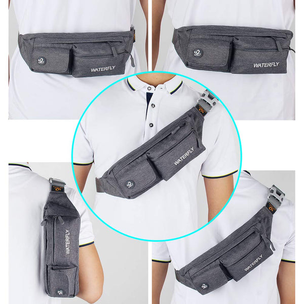 Waterfly Waist Bag Pack Slim Water Resistant Fanny Pack Travel Bum Bag Running Belt for Traveling Cycling Hiking Camping