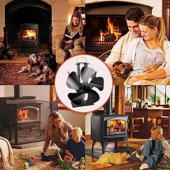 Tomersun 4 Blades Stove Fan Heat Powered Wood/Log Burner Fan Eco Friendly Heat Circulation for Wood/Log Burner/Fireplace