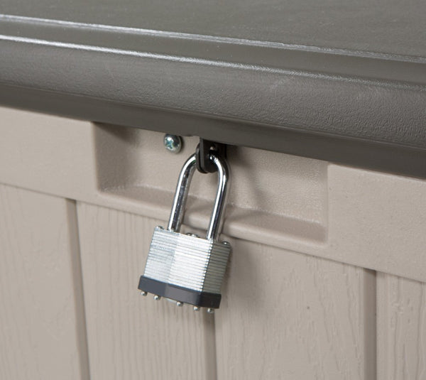 LIFETIME Plastic Wood Grain Textured Storage Box Desert Sand/Grey, 151x72x69 cm