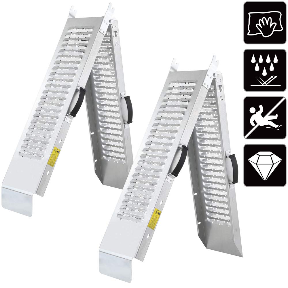 MONZANA® 2x Heavy Duty Loading Ramps 160x22.5x4.5cm | Galvanised Steel Non Slip Perforated Surface | 400kg Load Capacity | Motorbike Access Ramp ATV Quad Motorcycle Lawnmower Scooter Machinery