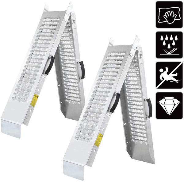 MONZANA® 2x Heavy Duty Loading Ramps 160x22.5x4.5cm | Galvanised Steel Non Slip Perforated Surface | 400kg Load Capacity | Motorbike Access Ramp ATV Quad Motorcycle Lawnmower Scooter Machinery